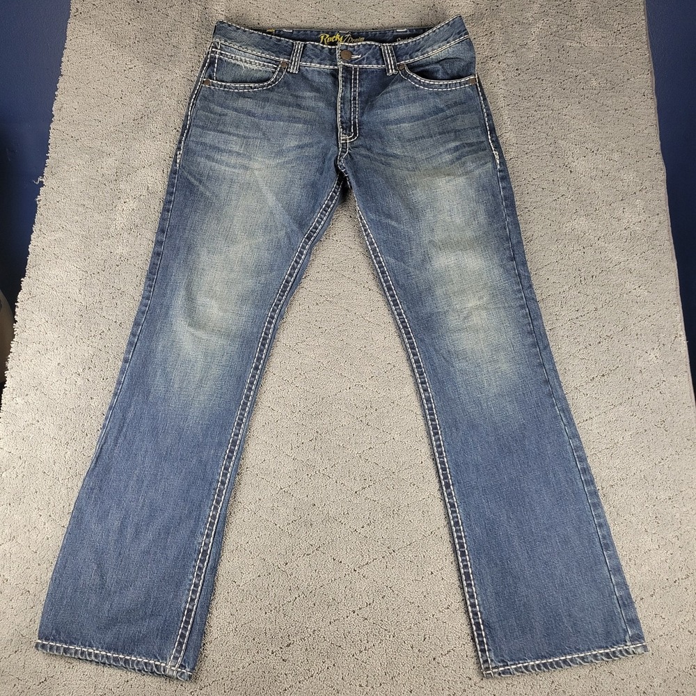 Wrangler Rock 47 Jeans Mens 38x36 Blue Bootcut Medium Wash Cowboy Western Denim